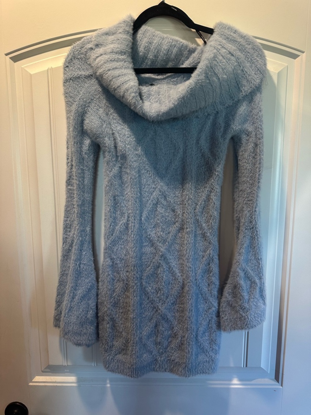 Forever 21 Light Blue Fuzzy Cowl-Neck Sweater
